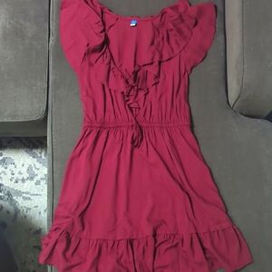Waist-defined Ruffle-trim Mini Dress